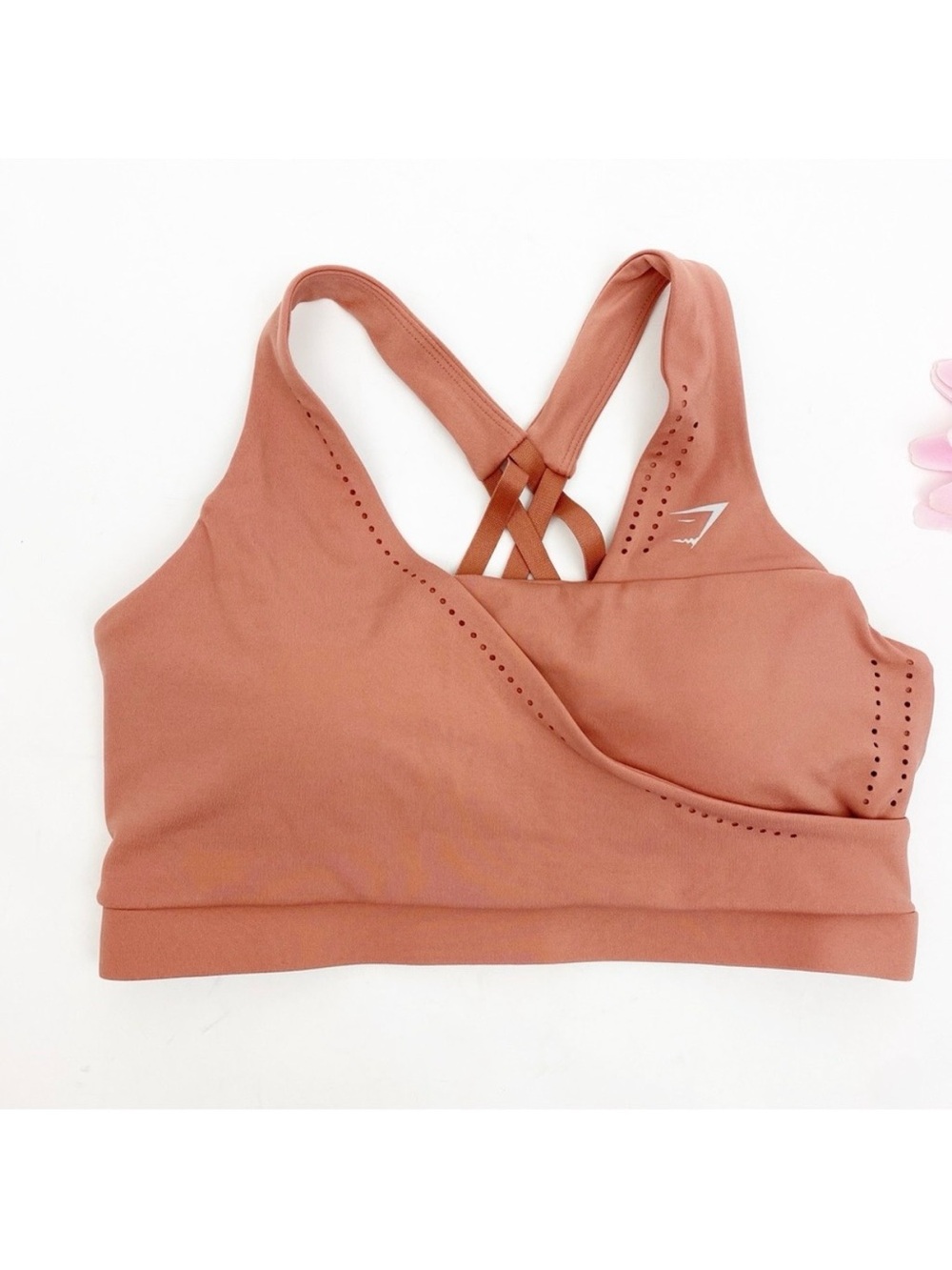 NEW Gymshark Laser Cut Strappy Sports Bra Deep Blush Pink Terracotta